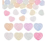 Bestewelry 30 cuentas acrílicas luminosas de corazón plano, cuentas facetadas acrílicas que brillan en la oscuridad para mujeres, pulseras, collares, aretes, joyería, decoración del hogar