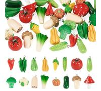 Bestewelry 32 colgantes de resina vegetal, colgantes de resina para alimentos, colgantes de hongos y maíz, con lazo para collares, aretes, llaveros, manualidades, manualidades