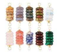 Bestewelry 32 cuentas de piedra natural de chip de cristal con doble bucle, 16 estilos, coloridos eslabones de piedra triturada para aretes, joyería, manualidades, Stone Column Charms, Piedra, No es