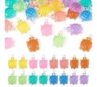 Bestewelry 32 dijes de tortuga de resina, 8 colores, bonitos dijes luminosos de tortuga que brillan en la oscuridad, dijes de tortuga marina para hacer llaveros, collares, pulseras, joyas, Resina