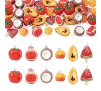 Bestewelry 42 colgantes de resina de frutas, resina de coco naranja, dijes de alimentos, mini llavero de sandía, colgantes para aretes, collares, llaveros, joyas, manualidades