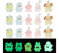 Bestewelry 50 colgantes luminosos de resina transparente, animales, perro, conejo, resina, colgantes, osos, ranas, llaveros, pendientes, collares, llaveros, joyería, manualidades