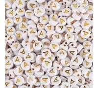 Bestewelry 500 cuentas acrílicas del alfabeto, letra inicial A, cuentas de plástico acrílico de 7 mm, color blanco, plano, redondo, espaciador, cuentas espaciadoras sueltas para hacer pulseras con