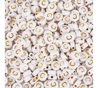 Bestewelry 500 cuentas acrílicas del alfabeto, letra inicial C, cuentas de plástico acrílico de 7 mm, cuentas espaciadoras sueltas para pulseras de nombre y fabricación de joyas