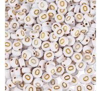 Bestewelry 500 cuentas acrílicas del alfabeto, letra inicial O, cuentas de plástico acrílico de 7 mm, color blanco, plano, redondo, espaciador, cuentas espaciadoras sueltas para hacer pulseras con