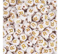 Bestewelry 500 cuentas acrílicas del alfabeto, letra inicial R, cuentas de plástico acrílico de 7 mm, cuentas espaciadoras sueltas para pulseras de nombre y fabricación de joyas