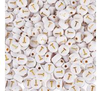 Bestewelry 500 cuentas acrílicas del alfabeto, letra inicial T, cuentas de plástico acrílico de 7 mm, cuentas espaciadoras sueltas para pulseras de nombre y fabricación de joyas