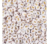 Bestewelry 500 cuentas acrílicas del alfabeto, letra inicial X, cuentas de plástico acrílico de 7 mm, cuentas espaciadoras sueltas para pulseras de nombre y fabricación de joyas