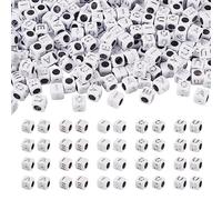 Bestewelry 500 cuentas de letras cúbicas acrílicas de 0.236 in, cuentas cuadradas del alfabeto cúbico A/E/I/O/U, cuentas de letras vocales para pulseras de amistad, collares, fabricación de joyas