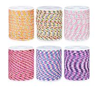 Bestewelry Cordón de polialgodón de 4 capas, 6 rollos de cuerda de algodón de macramé de 1,5 mm, hilo de nudo chino para hacer joyas, manualidades, cuerda para colgar en la pared