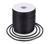 Bestewelry Rollo de Cuerda de Goma Tubular Sintética de 32.8 Yardas sin Agujero de 3 mm de Tubo de PVC Sólido con Carrete de Plástico para Hacer Joyas (Negro)