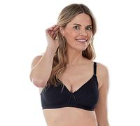 Bestform 5006248 Striped Wireless Cotton Bra with Lightly-Lined Cups Sujetador, Negro, 80C Mujeres