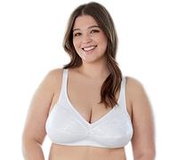 Bestform 5006233 Floral Trim Wireless Cotton Bra with Lightly-Lined Cups Sujetador, Opaco, Blanco, 110C para Mujer