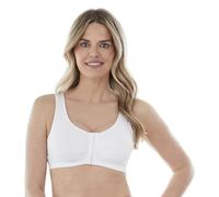 Bestform 5006014 Comfortable Unlined Wireless Cotton Stretch Sports Bra with Front Closure Sujetador, Blanco, 44 para Mujer
