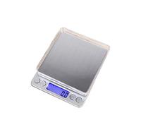 Bestgift Báscula electrónica de alta precisión de hasta 0,1 g0,01 G con gran pantalla LCD profesional para cocina, joyas o piezas pequeñas, báscula digital de cocina, Metal y plástico., plata, 2 kg