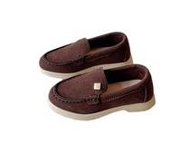 Bestgift Mocasines para niños, zapatos casuales sin cordones para niños y niñas, Marrón, 1.5 Big Kid