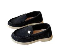 Bestgift Mocasines para niños, zapatos casuales sin cordones para niños y niñas, Negro, 1.5 Big Kid