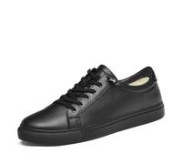 Bestgift Zapatos de cuero con cordones para hombre, estilo casual, parte superior baja, Forro polar negro B, 38 2/3 EU