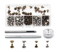 bestgle 120 juegos piel doble Cap remaches, remaches metálicos 2 tamaños Tubular con Kit de herramientas de fijación de piel Craft reparación decoración, remaches de repuesto, 2 colores