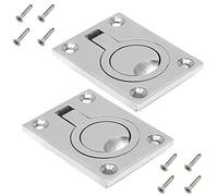 Bestgle 2 tiradores de acero inoxidable para escotilla de barco, montaje empotrado, anillo de elevación con 8 tornillos de montaje