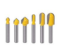 Bestgle 3 brocas de fresadora de punta redonda profunda de 1/4 pulgadas y 3 brocas de ranura en V de 90 grados de vástago de 1/4 pulgadas, herramienta de corte de carpintería