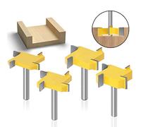 Bestgle 4 Pcs Juego de Bits de Enrutador de Ranura y Ranura, Madera Fresa Cepilladora Herramienta de Carpintería Fresa de Carburo Cementado Ranura en T