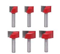 Bestgle 6 Pcs 8 mm Vástago Herramienta para Trabajar la Madera Fresa de Corte, 18/20/22/25/30/ 32 mm Punta de Carburo de Limpieza Inferior Bit Router, Brocas para Fresadora de Punta de Fresado