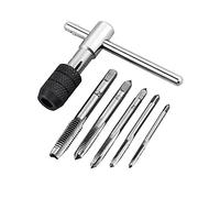 Bestgle 6 Piezas Llave de Trinquete Ajustable con Mango en T Herramientas para Roscar Métrica Ajustable Llave de Trinquete con 5 Piezas de Grifos de Flauta Recta M3/M4/M5/M6/M8