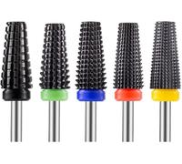 Bestgle Juego de 5 brocas para uñas, 3/32 pulgadas de cerámica, brocas profesionales para uñas, removedor de cutículas, fresa de uñas para manicura eléctrica, pedicura, limas de uñas, F M C, XF, XC,