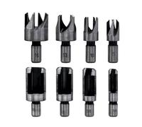 Bestgle - Juego de 8 brocas rectas y cónicas de acero al carbono para madera y sierra perforadora de carpintería (5/8", 1/2", 3/8", 1/4")