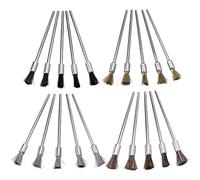Bestgle Juego de cepillos de alambre de latón, alambre de acero, juego de pinceles de rueda, mini cepillo de latón, 20 unidades, cepillos de vástago de 3 mm, juego de cepillos para pulir, herramienta
