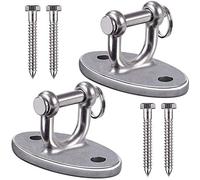 Besthouse 2 Piezas Capacidad 400Kg Ganchos de Techo, Anclaje de Techo con SUS304 Acero Inoxidable U-Tipo Gancho Fijo, 4 Tornillos para Madera Yoga, Hamacas, Sillón Colgante, Sacos de Boxeo