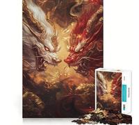 Bestias míticas chocando Entre Llamas Doradas Rompecabezas de 1000 Piezas para Adultos Desarrolla la Capacidad Mental Tiempo de Juego Bordes precisos (38x26cm)