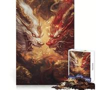 Bestias míticas chocando Entre Llamas Doradas Rompecabezas de 1000 Piezas para Adultos Desarrolla la Capacidad Mental Tiempo de Juego Bordes precisos (38x26cm)