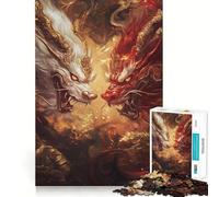 Bestias míticas chocando Entre Llamas Doradas Rompecabezas de 1000 Piezas para Adultos Juguete de lógica Fina, diversión silenciosa, Bordes limpios, Regalo Memorable (38x52cm)