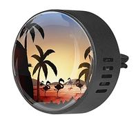BestIdeas 2 clips de ventilación ambientador de coche con árbol de coco flamenco en el río Silhouette, difusor de aceites esenciales de aromaterapia