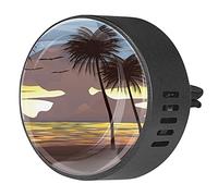 BestIdeas 2 clips de ventilación ambientador de coche con atardecer cielo con árboles de coco, aromaterapia difusor de aceite esencial