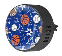 BestIdeas 2 clips de ventilación ambientador de coche con baloncesto fútbol estrella azul deporte, aromaterapia difusor de aceite esencial