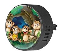 BestIdeas 2 clips de ventilación ambientador de coche con lindos monos felices en el bosque profundo, difusor de aceites esenciales de aromaterapia