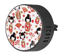 BestIdeas 2 clips de ventilación ambientador de coche con muñecas japonesas Kokeshi, difusor de aceite esencial de aromaterapia