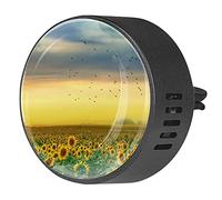 BestIdeas 2 clips de ventilación ambientador de coche con paisaje girasoles cielo nubes atardecer amarillo, aromaterapia difusor de aceite esencial