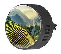 BestIdeas 2 clips de ventilación ambientador de coche con paisaje verde de granja de cultivo, difusor de aceites esenciales de aromaterapia