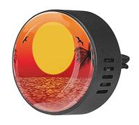 BestIdeas 2 clips de ventilación ambientador de coche con palmera tropical verano atardecer árbol de coco rojo, aromaterapia difusor de aceite esencial