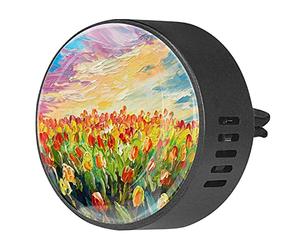 BestIdeas 2 clips de ventilación ambientador de coche con pintura al óleo tulipán, difusor de aceites esenciales de aromaterapia