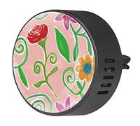 BestIdeas 2 clips de ventilación ambientador de coche con pintura colorida floral arte de plantas rosa, aromaterapia difusor de aceites esenciales