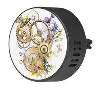 BestIdeas 2 clips de ventilación ambientador de coche con retro Butterly Clockworks Punk Floral, difusor de aceites esenciales de aromaterapia