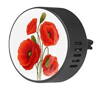 BestIdeas 2 clips de ventilación ambientadores de coche con flores de amapola roja, difusor de aceites esenciales de aromaterapia