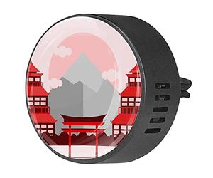 BestIdeas 2 clips de ventilación ambientadores de coche con santuario japonés rojo, difusor de aceites esenciales de aromaterapia