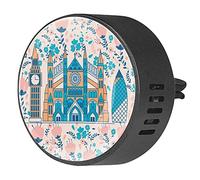 BestIdeas 2 clips de ventilación ambientadores de coche con Westminster Abbey con patrón de flores, difusor de aceites esenciales de aromaterapia