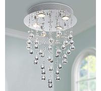 BESTIER Modern Crystal Raindrop Chandelier Lighting Flush mount LED Lámpara de techo Lámpara colgante para comedor Baño Dormitorio Sala de estar 4 bombillas LED GU10 requeridas